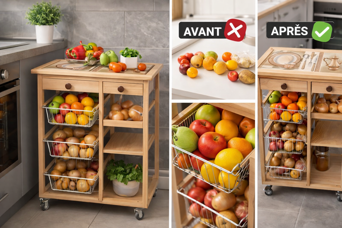 Chariot 🛒 de légumes 🌽 en bois hêtre